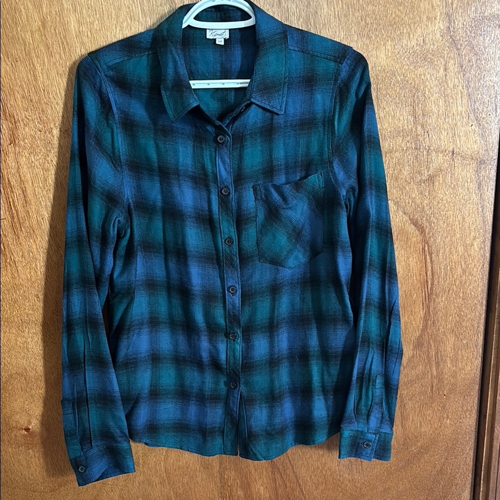 Kismet Teal and Charcoal Plaid Shirt